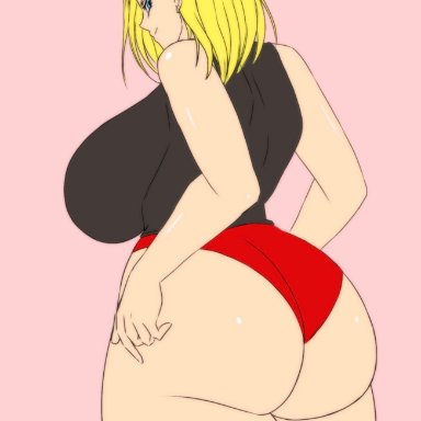 1girls, android 18, ass, blonde hair, breasts, darwaarts, dragon ball, female, female only, huge ass, huge breasts, shounen jump, solo, solo female