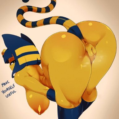 animal crossing, nintendo, ankha, ashraely, anthro, anus, cat girl, cat humanoid, catgirl, egyptian, female, female anthro, female only, naked, only female