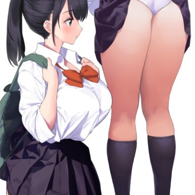 kaisen chuui, ass, big breasts, breasts, female, loafers, school uniform, schoolgirl, skirt, skirt lift, tagme