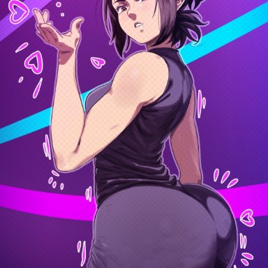 shingeki no kyojin, gabi braun, d-art, ass, ass focus, big ass, black legwear, female, female focus, huge ass, solo, thick ass, thick thighs, thighs, younger female