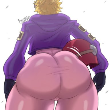 one piece, vegapunk lilith, arusen, 1girls, ass, ass focus, big ass, blonde hair, bodysuit, bottom heavy, bubble butt, cameltoe, clothing, dat ass, fat ass