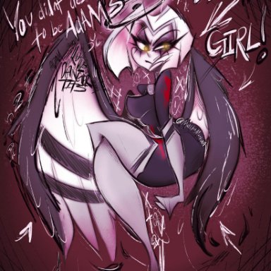 hazbin hotel, exorcist (hazbin hotel), lute (hazbin hotel), wayward martian, angel, angel girl, big ass, big breasts, bodysuit, female, female only, greedymartian, nipples visible through clothing, no bra