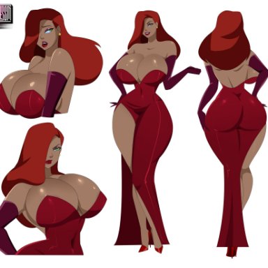 disney, touchstone, who framed roger rabbit, jessica rabbit, ghostlessm, 1girls, ass, big ass, big breasts, big butt, big thighs, breasts, bust, busty, chest